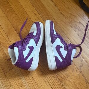 Purple and White Nike Air High-tops